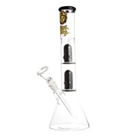 Bong de vidro borossilicato da marca King Bong, modelo Double Dome, cor transparente cor filtro preto